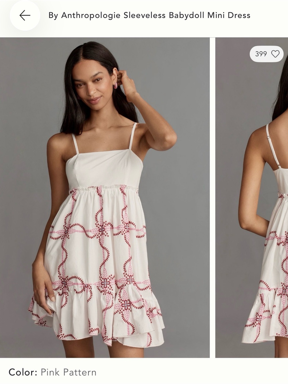 Anthropologie Sleeveless Babydoll Dress Size Large